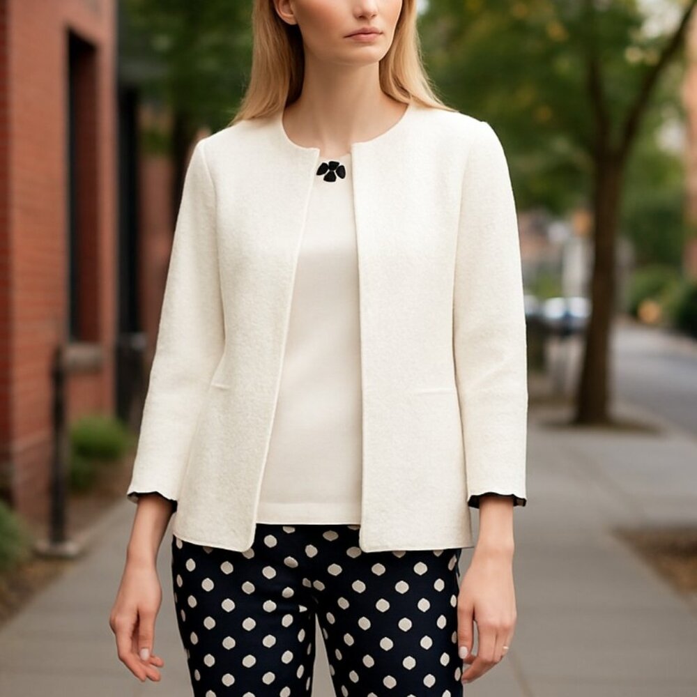NWT rsvp by TALBOTS SCALLOP-TRIM TWEED JACKET